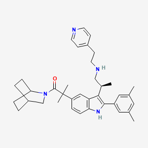 molecular formula C37H46N4O B10773529 (S)-1-(2-aza-bicyclo[2.2.2]octan-2-yl)-2-(2-(3,5-dimethylphenyl)-3-(1-(2-(pyridin-4-yl)ethylamino)propan-2-yl)-1H-indol-5-yl)-2-methylpropan-1-one 