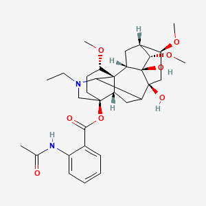 molecular formula C32H44N2O8 B10773532 [(1S,2S,3S,4S,5R,6S,8S,13S,16S,17S)-11-ethyl-3,8-dihydroxy-4,6,16-trimethoxy-11-azahexacyclo[7.7.2.12,5.01,10.03,8.013,17]nonadecan-13-yl] 2-acetamidobenzoate 