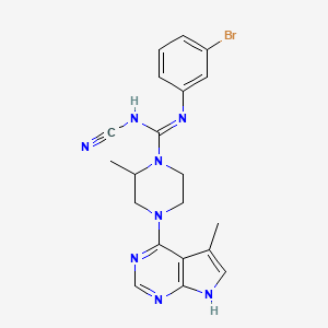 molecular formula C20H21BrN8 B10773546 N'-(3-bromophenyl)-N-cyano-2-methyl-4-(5-methyl-7H-pyrrolo[2,3-d]pyrimidin-4-yl)piperazine-1-carboximidamide 