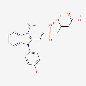 molecular formula C23H25FNO5P B10773550 4-[2-[1-(4-fluorophenyl)-3-propan-2-ylindol-2-yl]ethenyl-hydroxyphosphoryl]-3-hydroxybutanoic acid 