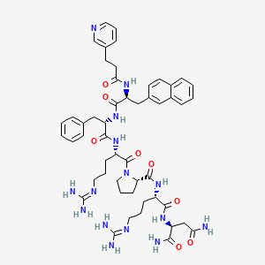 molecular formula C51H67N15O8 B10773563 (2S)-2-[[(2S)-5-(diaminomethylideneamino)-2-[[(2S)-1-[(2S)-5-(diaminomethylideneamino)-2-[[(2S)-2-[[(2S)-3-naphthalen-2-yl-2-(3-pyridin-3-ylpropanoylamino)propanoyl]amino]-3-phenylpropanoyl]amino]pentanoyl]pyrrolidine-2-carbonyl]amino]pentanoyl]amino]butanediamide 