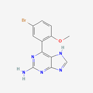 molecular formula C12H10BrN5O B10773589 6-(5-Bromo-2-Methoxyphenyl)-9h-Purin-2-Amine 