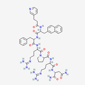 molecular formula C51H67N15O8 B10773611 deamino-3Pal-DL-2Nal-DL-Phe-DL-Arg-DL-Pro-DL-Arg-DL-Asn-NH2 