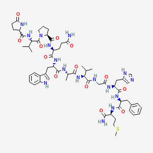 molecular formula C61H84N16O13S B10773639 H-Pyr-Val-Pro-Gln-Trp-Ala-Val-Gly-His-Phe-Met-NH2 