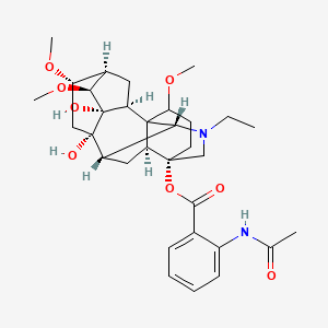 molecular formula C32H44N2O8 B10773654 [(2S,3S,4S,5R,6S,8S,9S,10R,13S,16S,17S)-11-ethyl-3,8-dihydroxy-4,6,16-trimethoxy-11-azahexacyclo[7.7.2.12,5.01,10.03,8.013,17]nonadecan-13-yl] 2-acetamidobenzoate 