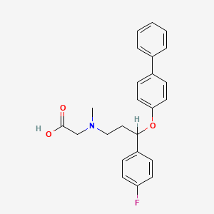 molecular formula C24H24FNO3 B10773679 2-[[3-(4-Fluorophenyl)-3-(4-phenylphenoxy)propyl]-methylamino]acetic acid CAS No. 571147-18-7