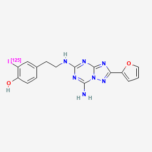 molecular formula C16H14IN7O2 B10773681 4-[2-[[7-amino-2-(furan-2-yl)-[1,2,4]triazolo[1,5-a][1,3,5]triazin-5-yl]amino]ethyl]-2-(125I)iodanylphenol 