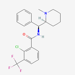 molecular formula C21H22ClF3N2O B10773692 2-chloro-N-[(S)-[(2S)-1-methylpiperidin-2-yl]-phenylmethyl]-3-(trifluoromethyl)benzamide 