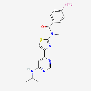 molecular formula C18H18FN5OS B10773708 4-(18F)fluoranyl-N-methyl-N-[4-[6-(propan-2-ylamino)pyrimidin-4-yl]-1,3-thiazol-2-yl]benzamide 