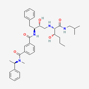 1-N-[(2S,3R)-3-hydroxy-4-[[(2S,3S)-3-hydroxy-1-(2-methylpropylamino)-1-oxohexan-2-yl]amino]-1-phenylbutan-2-yl]-3-N-methyl-3-N-[(1R)-1-phenylethyl]benzene-1,3-dicarboxamide