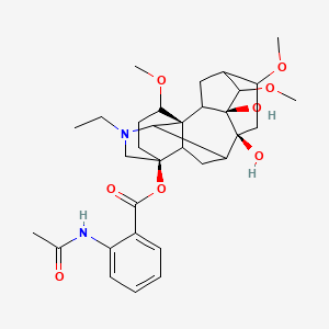 molecular formula C32H44N2O8 B10773881 [(1S,3S,8S,13S)-11-ethyl-3,8-dihydroxy-4,6,16-trimethoxy-11-azahexacyclo[7.7.2.12,5.01,10.03,8.013,17]nonadecan-13-yl] 2-acetamidobenzoate 