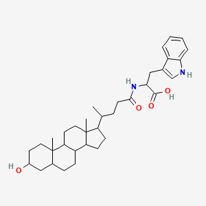 molecular formula C35H50N2O4 B10773893 2-[4-(3-hydroxy-10,13-dimethyl-2,3,4,5,6,7,8,9,11,12,14,15,16,17-tetradecahydro-1H-cyclopenta[a]phenanthren-17-yl)pentanoylamino]-3-(1H-indol-3-yl)propanoic acid 