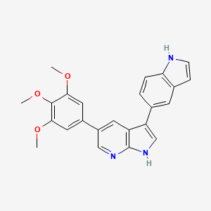 molecular formula C24H21N3O3 B10773895 3-(1H-indol-5-yl)-5-(3,4,5-trimethoxyphenyl)-1H-pyrrolo[2,3-b]pyridine 