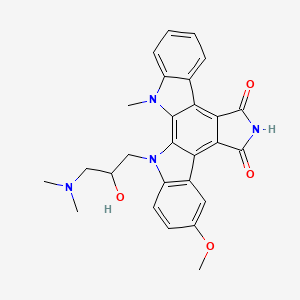 molecular formula C27H26N4O4 B10773938 3-[3-(Dimethylamino)-2-hydroxypropyl]-7-methoxy-23-methyl-3,13,23-triazahexacyclo[14.7.0.02,10.04,9.011,15.017,22]tricosa-1,4(9),5,7,10,15,17,19,21-nonaene-12,14-dione 