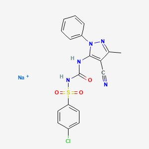 Sodium;1-(4-chlorophenyl)sulfonyl-3-(4-cyano-5-methyl-2-phenylpyrazol-3-yl)urea