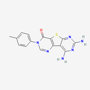 11,13-diamino-5-(4-methylphenyl)-8-thia-3,5,10,12-tetrazatricyclo[7.4.0.02,7]trideca-1(13),2(7),3,9,11-pentaen-6-one