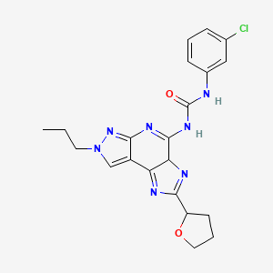 1-(3-Chlorophenyl)-3-[4-(oxolan-2-yl)-11-propyl-3,5,8,10,11-pentazatricyclo[7.3.0.02,6]dodeca-1(12),2,4,7,9-pentaen-7-yl]urea