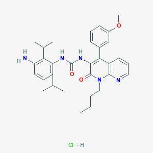 1-[3-Amino-2,6-bis(propan-2-yl)phenyl]-3-[1-butyl-4-(3-methoxyphenyl)-2-oxo-1,2-dihydro-1,8-naphthyridin-3-yl]urea hydrochloride