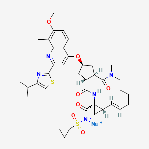 molecular formula C38H46N5NaO7S2 B10774070 sodium (cyclopropanesulfonyl)[(1R,4R,6S,7Z,15R,17R)-17-({7-methoxy-8-methyl-2-[4-(propan-2-yl)-1,3-thiazol-2-yl]quinolin-4-yl}oxy)-13-methyl-2,14-dioxo-3,13-diazatricyclo[13.3.0.0,octadec-7-ene-4-carbonyl]azanide 