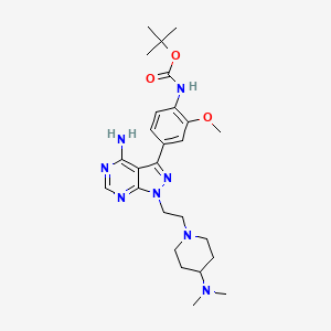 molecular formula C26H38N8O3 B10774080 tert-butyl (4-(4-amino-1-(2-(4-(dimethylamino)piperidin-1-yl)ethyl)-1H-pyrazolo[3,4-d]pyrimidin-3-yl)-2-methoxyphenyl)carbamate 