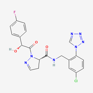 molecular formula C20H17ClFN7O3 B10774145 (5S)-N-((5-Chloro-2-(1H-1,2,3,4-tetrazol-1-yl)phenyl)methyl)-1-((2R)-2-(4-fluorophenyl)-2-hydroxyacetyl)-4,5-dihydro-1H-pyrazole-5-carboxamide CAS No. 1201686-45-4