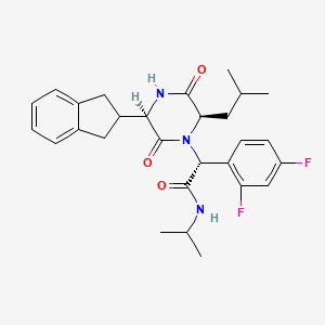 (2R)-2-(2,4-difluorophenyl)-2-[(2R,5R)-5-(2,3-dihydro-1H-inden-2-yl)-2-(2-methylpropyl)-3,6-dioxopiperazin-1-yl]-N-propan-2-ylacetamide