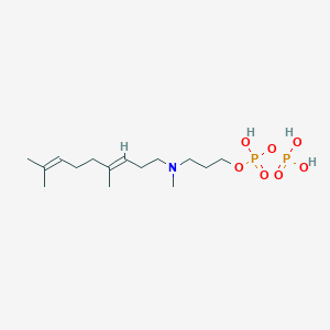 molecular formula C15H31NO7P2 B10774172 {[(3-{[(3E)-4,8-dimethylnona-3,7-dien-1-yl](methyl)amino}propoxy)(hydroxy)phosphoryl]oxy}phosphonic acid 