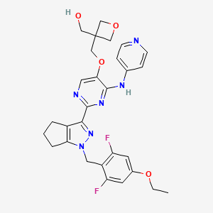 molecular formula C29H30F2N6O4 B10774189 [3-[[2-[1-[(4-ethoxy-2,6-difluorophenyl)methyl]-5,6-dihydro-4H-cyclopenta[c]pyrazol-3-yl]-4-(pyridin-4-ylamino)pyrimidin-5-yl]oxymethyl]oxetan-3-yl]methanol 