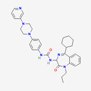 molecular formula C34H41N7O2 B10774281 1-(5-cyclohexyl-2-oxo-1-propyl-3H-1,4-benzodiazepin-3-yl)-3-[4-(4-pyridin-3-ylpiperazin-1-yl)phenyl]urea 