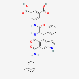 molecular formula C38H38N4O7 B10774452 5-[[(2S)-2-[[6-(1-adamantylmethylcarbamoyl)1H-indole-5-carbonyl]amino]-3-phenylpropanoyl]amino]benzene-1,3-dicarboxylic acid 