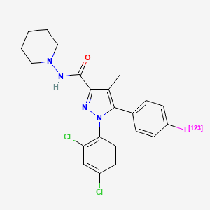 molecular formula C22H21Cl2IN4O B10774462 1-(2,4-dichlorophenyl)-5-(4-(123I)iodanylphenyl)-4-methyl-N-piperidin-1-ylpyrazole-3-carboxamide 