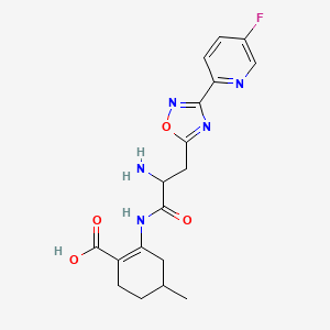 molecular formula C18H20FN5O4 B10774499 2-[[2-amino-3-[3-(5-fluoropyridin-2-yl)-1,2,4-oxadiazol-5-yl]propanoyl]amino]-4-methylcyclohexene-1-carboxylic acid 