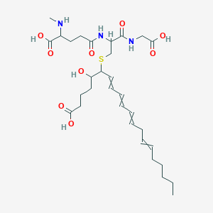 molecular formula C31H49N3O9S B10774535 6-[3-(Carboxymethylamino)-2-[[4-carboxy-4-(methylamino)butanoyl]amino]-3-oxopropyl]sulfanyl-5-hydroxyicosa-7,9,11,14-tetraenoic acid 