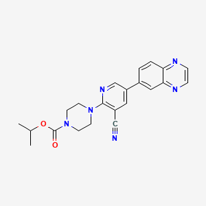 molecular formula C22H22N6O2 B10774619 Propan-2-yl 4-[3-cyano-5-(quinoxalin-6-yl)pyridin-2-yl]piperazine-1-carboxylate 