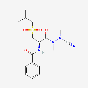 molecular formula C17H24N4O4S B10774663 N-[(1R)-1-(N'-cyano-N,N'-dimethylhydrazinecarbonyl)-2-(2-methylpropanesulfonyl)ethyl]benzamide 