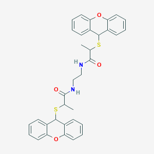 molecular formula C34H32N2O4S2 B10774685 2-(9H-xanthen-9-ylsulfanyl)-N-{2-[2-(9H-xanthen-9-ylsulfanyl)propanamido]ethyl}propanamide 