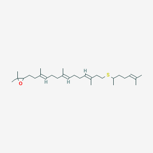 molecular formula C29H50OS B10774698 2,2-dimethyl-3-((3E,7E,11E)-3,7,12-trimethyl-14-(6-methylhept-5-en-2-ylthio)tetradeca-3,7,11-trienyl)oxirane 