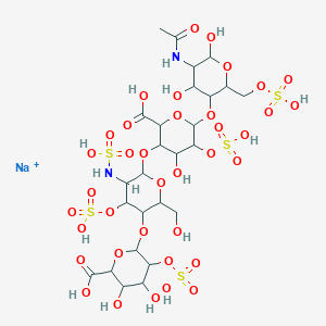 Sodium;6-[6-[6-[5-acetamido-4,6-dihydroxy-2-(sulfooxymethyl)oxan-3-yl]oxy-2-carboxy-4-hydroxy-5-sulfooxyoxan-3-yl]oxy-2-(hydroxymethyl)-5-(sulfoamino)-4-sulfooxyoxan-3-yl]oxy-3,4-dihydroxy-5-sulfooxyoxane-2-carboxylic acid