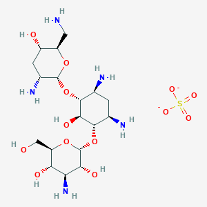 (2S,3R,4S,5S,6R)-4-amino-2-[(1S,2S,3R,4S,6R)-4,6-diamino-3-[(2R,3R,5S,6R)-3-amino-6-(aminomethyl)-5-hydroxyoxan-2-yl]oxy-2-hydroxycyclohexyl]oxy-6-(hydroxymethyl)oxane-3,5-diol;sulfate