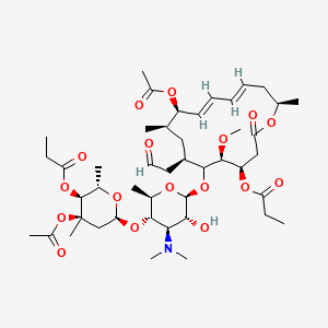 molecular formula C45H71NO17 B10774791 [(4R,5S,7R,9R,10R,11E,13E,16R)-10-acetyloxy-6-[(2S,3R,4R,5S,6R)-5-[(2S,4R,5S,6S)-4-acetyloxy-4,6-dimethyl-5-propanoyloxyoxan-2-yl]oxy-4-(dimethylamino)-3-hydroxy-6-methyloxan-2-yl]oxy-5-methoxy-9,16-dimethyl-2-oxo-7-(2-oxoethyl)-1-oxacyclohexadeca-11,13-dien-4-yl] propanoate 