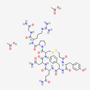 molecular formula C50H72N14O16S2 B10774794 deamino-Cys(1)-DL-Tyr-DL-Phe-DL-Gln-DL-Asn-DL-Cys(1)-DL-Pro-DL-Arg-Gly-NH2.2CH3CO2H 