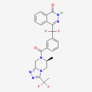 molecular formula C24H20F4N6O2 B10774882 4-[[3-[(6S)-3-(1,1-difluoroethyl)-6-methyl-6,8-dihydro-5H-[1,2,4]triazolo[4,3-a]pyrazine-7-carbonyl]phenyl]-difluoromethyl]-2H-phthalazin-1-one 