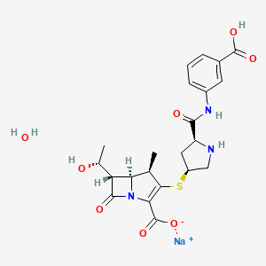 sodium;(4R,5S,6S)-3-[(3S,5S)-5-[(3-carboxyphenyl)carbamoyl]pyrrolidin-3-yl]sulfanyl-6-[(1R)-1-hydroxyethyl]-4-methyl-7-oxo-1-azabicyclo[3.2.0]hept-2-ene-2-carboxylate;hydrate