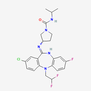 molecular formula C23H25ClF3N5O B10774912 (S)-3-((2-Chloro-5-(2,2-difluoroethyl)-8-fluoro-5H-dibenzo[b,e][1,4]diazepin-11-yl)amino)-N-isopropylpyrrolidine-1-carboxamide 