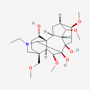 molecular formula C25H41NO7 B10775019 (1S,2R,3R,4S,5R,6S,8R,9R,13S,16S,17R,18S)-11-ethyl-4,6,18-trimethoxy-13-(methoxymethyl)-11-azahexacyclo[7.7.2.12,5.01,10.03,8.013,17]nonadecane-8,9,16-triol 