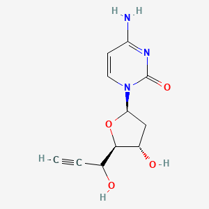 molecular formula C11H13N3O4 B10775058 4-amino-1-[(2R,4S,5S)-4-hydroxy-5-(1-hydroxyprop-2-ynyl)oxolan-2-yl]pyrimidin-2-one 