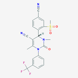 molecular formula C22H17F3N4O3S B10775196 (4R)-4-(4-cyano-2-methylsulfonylphenyl)-3,6-dimethyl-2-oxo-1-[3-(trifluoromethyl)phenyl]-4H-pyrimidine-5-carbonitrile 