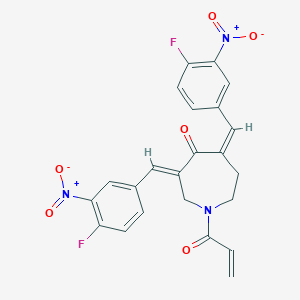 molecular formula C23H17F2N3O6 B10775252 (3E,5Z)-3,5-bis[(4-fluoro-3-nitrophenyl)methylidene]-1-prop-2-enoylazepan-4-one 