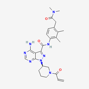 molecular formula C26H32N8O3 B10775276 (R)-1-(1-acryloylpiperidin-3-yl)-4-amino-N-(4-(2-(dimethylamino)-2-oxoethyl)-2,3-dimethylphenyl)-1H-pyrazolo[3,4-d]pyrimidine-3-carboxamide 