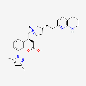 molecular formula C30H39N5O2 B10775315 (3S)-3-[3-(3,5-dimethylpyrazol-1-yl)phenyl]-4-[(1S,3R)-1-methyl-3-[2-(5,6,7,8-tetrahydro-1,8-naphthyridin-2-yl)ethyl]pyrrolidin-1-ium-1-yl]butanoate 